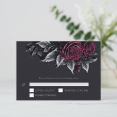 Purple Gothic Halloween Wedding RSVP Card Karte (Stehend Vorderseite)
