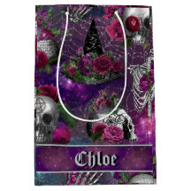 Purple Gothic Witch Skull Roses Monogram