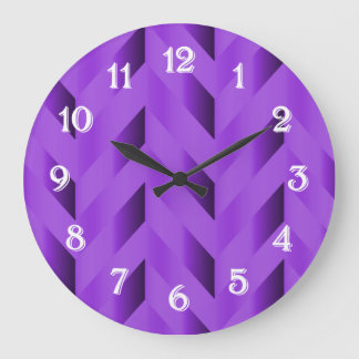 Purple Gradient Chevron Clock Große Wanduhr