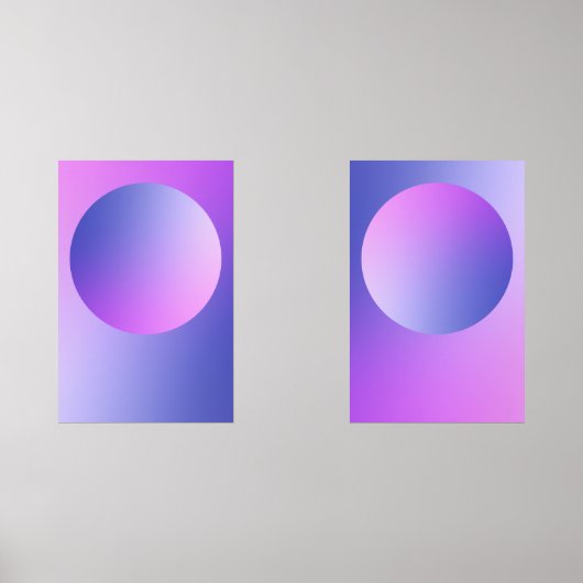 Purple Gradient Circle Vignette Abstract Design Bilderwand Sets (Vorderseite)