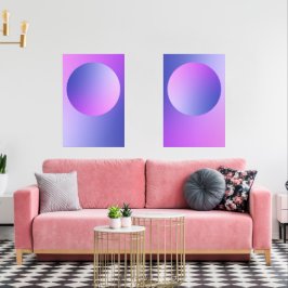 Purple Gradient Circle Vignette Abstract Design Bilderwand Sets