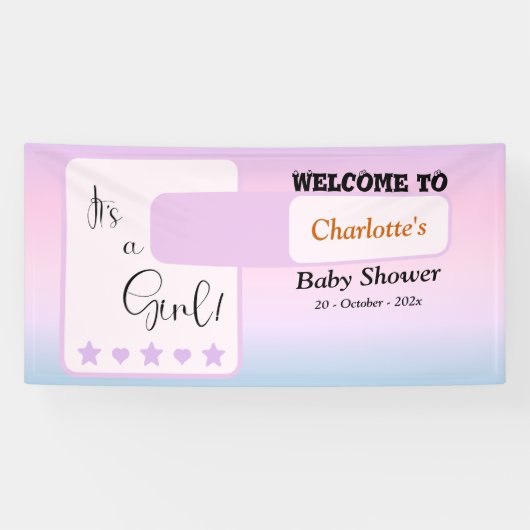 Purple Gradient Cute Eyeball Text Baby Shower Banner (Horizontal)