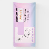 Purple Gradient Cute Eyeball Text Baby Shower Banner (Vertikal)