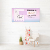 Purple Gradient Cute Eyeball Text Baby Shower Banner (Insitu)