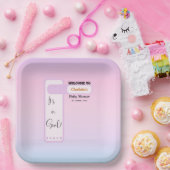 Purple Gradient Cute Eyeball Text Baby Shower Pappteller (Party)