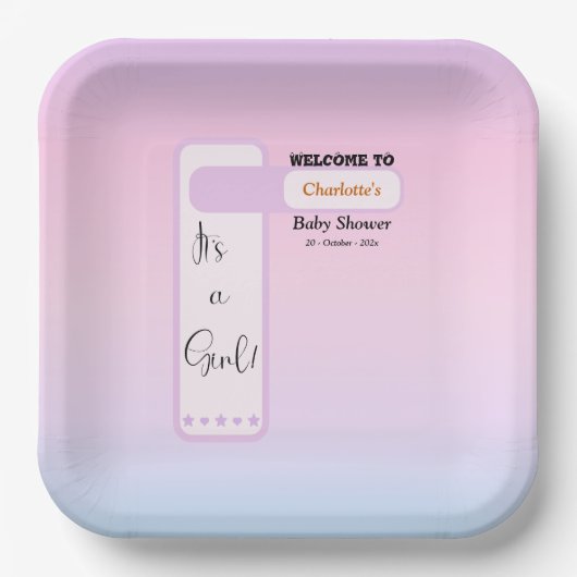 Purple Gradient Cute Eyeball Text Baby Shower Pappteller (Vorderseite)