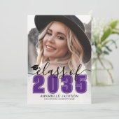 Purple Graduate Photo Graduation Ankündigung (Stehend Vorderseite)