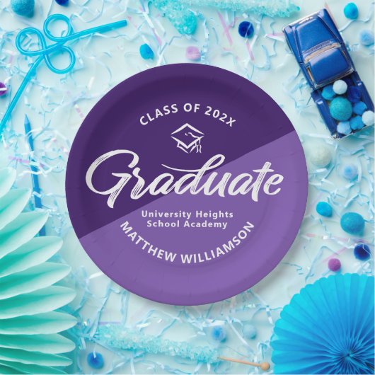 Purple Graduation Bold Retro Script Cap Icon Pappteller (Party)