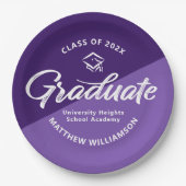 Purple Graduation Bold Retro Script Cap Icon Pappteller (Vorderseite)