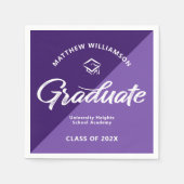 Purple Graduation Bold Retro Script Cap Icon Retro Serviette (Vorderseite)