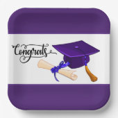Purple Graduation Cap And Diploma Pappteller (Vorderseite)