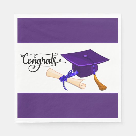 Purple Graduation Cap And Diploma  Serviette (Vorderseite)