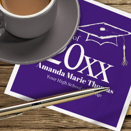 Purple Graduation Cap Class of 20XX Name Serviette
