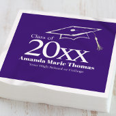 Purple Graduation Cap Class of 20XX Name Serviette