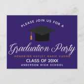 Purple Graduation Class of 2023 Custom Party Postkarte (Vorderseite)