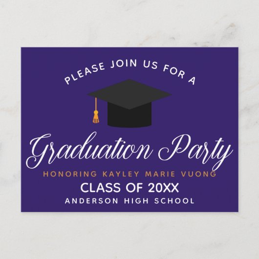 Purple Graduation Class of 2023 Custom Party Postkarte (Vorderseite)