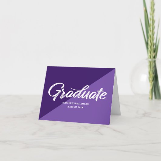 Purple Graduation Retro Bold Script Cap Icon Dankeskarte (Vorderseite)