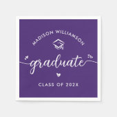 Purple Graduation Script Hearts Cap Icon Modern Serviette (Vorderseite)