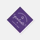 Purple Graduation Script Hearts Cap Icon Modern Serviette (Ecke)