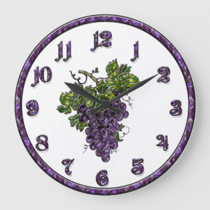 Purple Grape Große Wanduhr