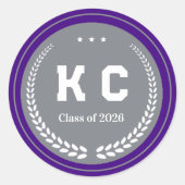 Purple & Gray  Class of 2026 Graduation Envelope Runder Aufkleber (Vorderseite)
