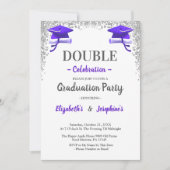 Purple Gray double Celebration Graduation Party  Einladung (Vorderseite)