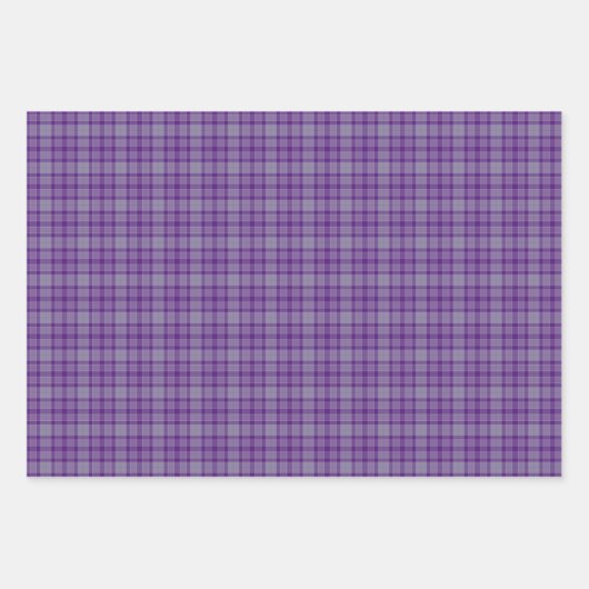 Purple Gray Plaid Tartan Geschenkpapier Set (Vorderseite)
