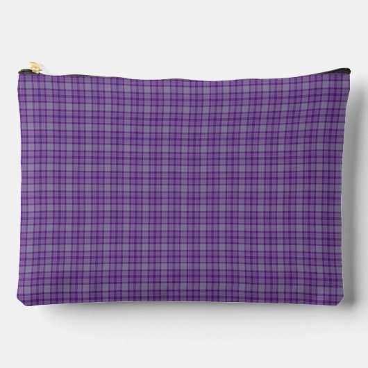 Purple Gray Plaid Tartan Pattern Zubehörtasche (Vorderseite)