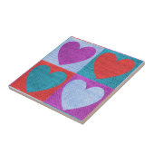 Purple Green and Red Checked Heart Pattern Fliese (Seite)