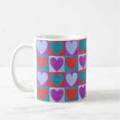 Purple Green and Red Checked Heart Pattern Kaffeetasse (Links)
