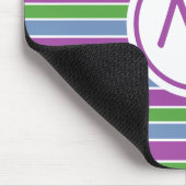 Purple Green Blue Striped Monogram Mousepad (Ecke)