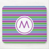 Purple Green Blue Striped Monogram Mousepad (Vorne)