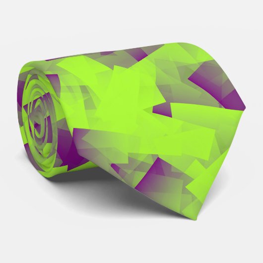 Purple Green Cubism Abstract Pattern Krawatte (Gerollt)
