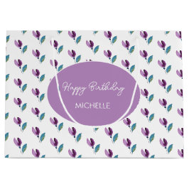 Purple Green Floral Watercolor Hand-painted Große Geschenktüte