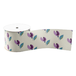 Purple Green Floral Watercolor Hand-painted Ripsband