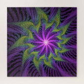 Purple Green Flower Modern Abstract Fractal Art Puzzle (Horizontal)