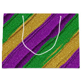 PURPLE GREEN GOLD GLITTER LOOK MARDI GRAS GROßE GESCHENKTÜTE (Vorderseite)