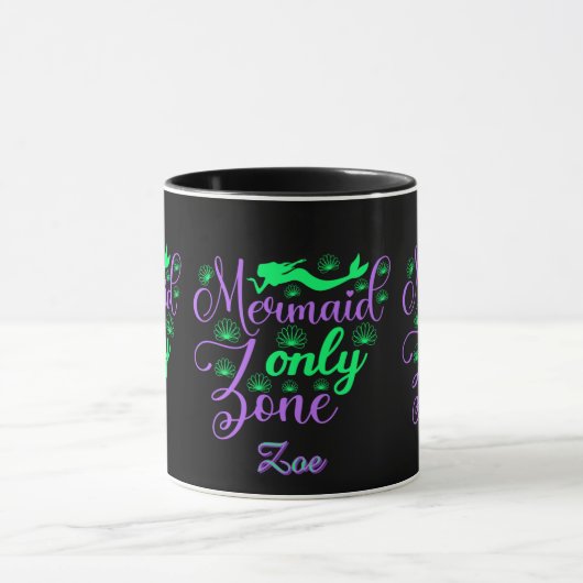 Purple Green Mermaid Script Zone Script Tasse (Zentrum)