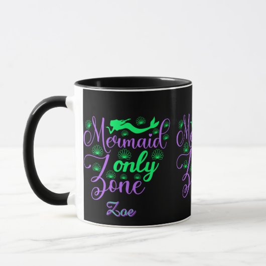 Purple Green Mermaid Script Zone Script Tasse (Links)