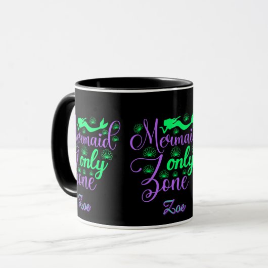 Purple Green Mermaid Script Zone Script Tasse (Vorderseite Links)