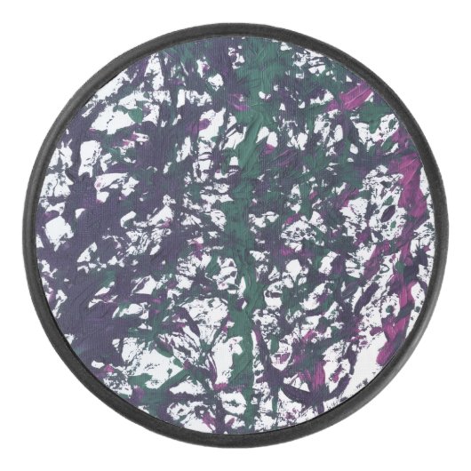 Purple, Green, Pink, Marble Artwork Eishockey Puck (Vorderseite)