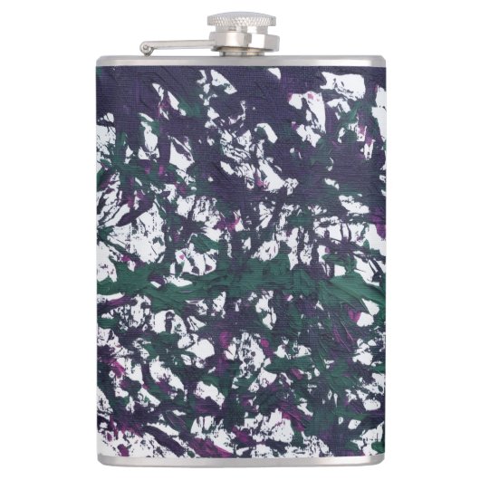 Purple, Green, Pink, Marble Artwork Flachmann (Vorderseite)