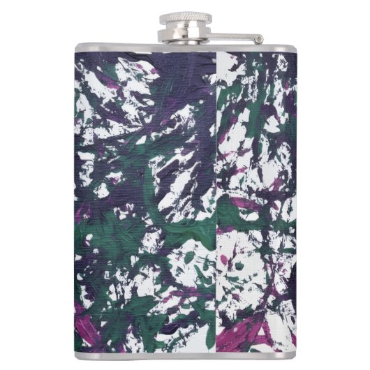 Purple, Green, Pink, Marble Artwork Flachmann (Rückseite)