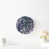 Purple, Green, Pink, Marble artwork Runde Wanduhr (Zuhause)