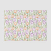 Purple Green Watercolor Floral Tulip Pattern  Seidenpapier (Vorderseite)