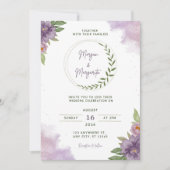 Purple & Green Watercolor Wedding Invitation Einladung (Vorderseite)