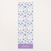 Purple Green Watercolor Wildflower Custom Name Yogamatte (Vorderseite)