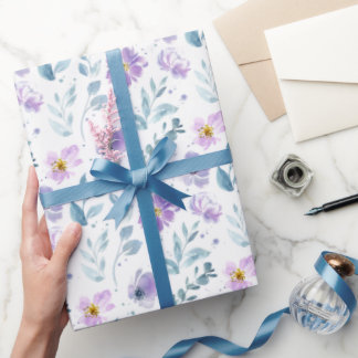 Purple Green Watercolor Wildflower Geschenkpapier