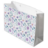 Purple Green Watercolor Wildflower Große Geschenktüte (Rückseite Schrägansicht)