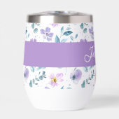 Purple Green Watercolor Wildflower Monogram Name (Vorderseite)